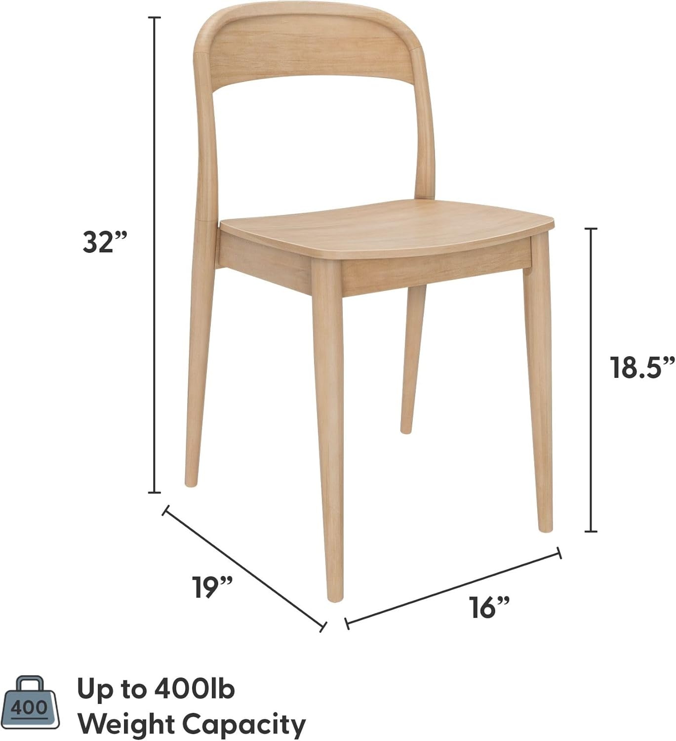 image:imagePlankBeam Loar Dining Chair 4Pack MidCentury Rubberwood and Engineered Wood with Curved Backrest Easy Assembly BlondeBlonde
