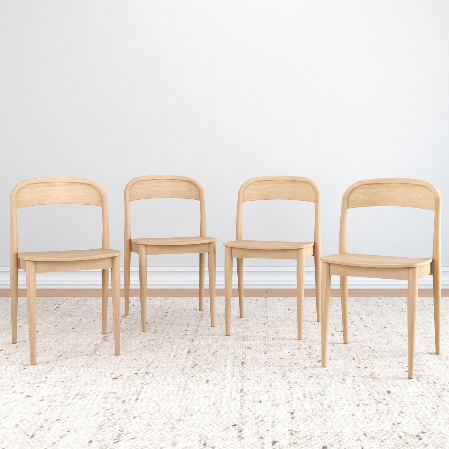 image:imagePlankBeam Loar Dining Chair 4Pack MidCentury Rubberwood and Engineered Wood with Curved Backrest Easy Assembly BlondeBlonde