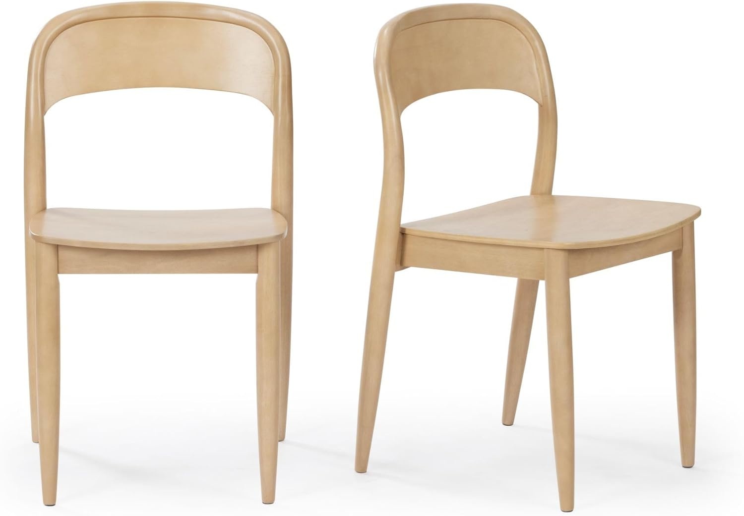 image:imagePlankBeam Loar Dining Chair 4Pack MidCentury Rubberwood and Engineered Wood with Curved Backrest Easy Assembly BlondeBlonde