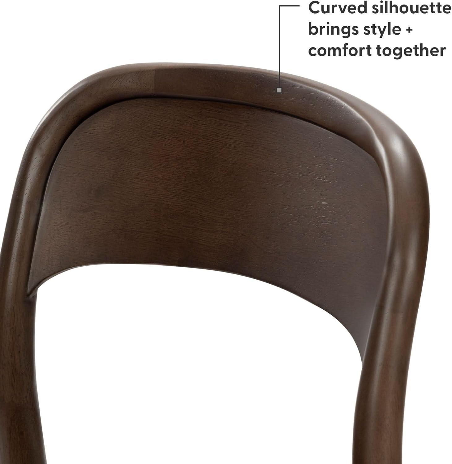 image:imagePlankBeam Loar Dining Chair 4Pack MidCentury Rubberwood and Engineered Wood with Curved Backrest Easy Assembly BlondeWalnut