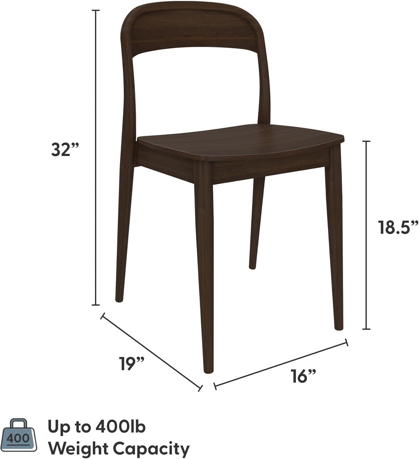 image:imagePlankBeam Loar Dining Chair 4Pack MidCentury Rubberwood and Engineered Wood with Curved Backrest Easy Assembly BlondeWalnut