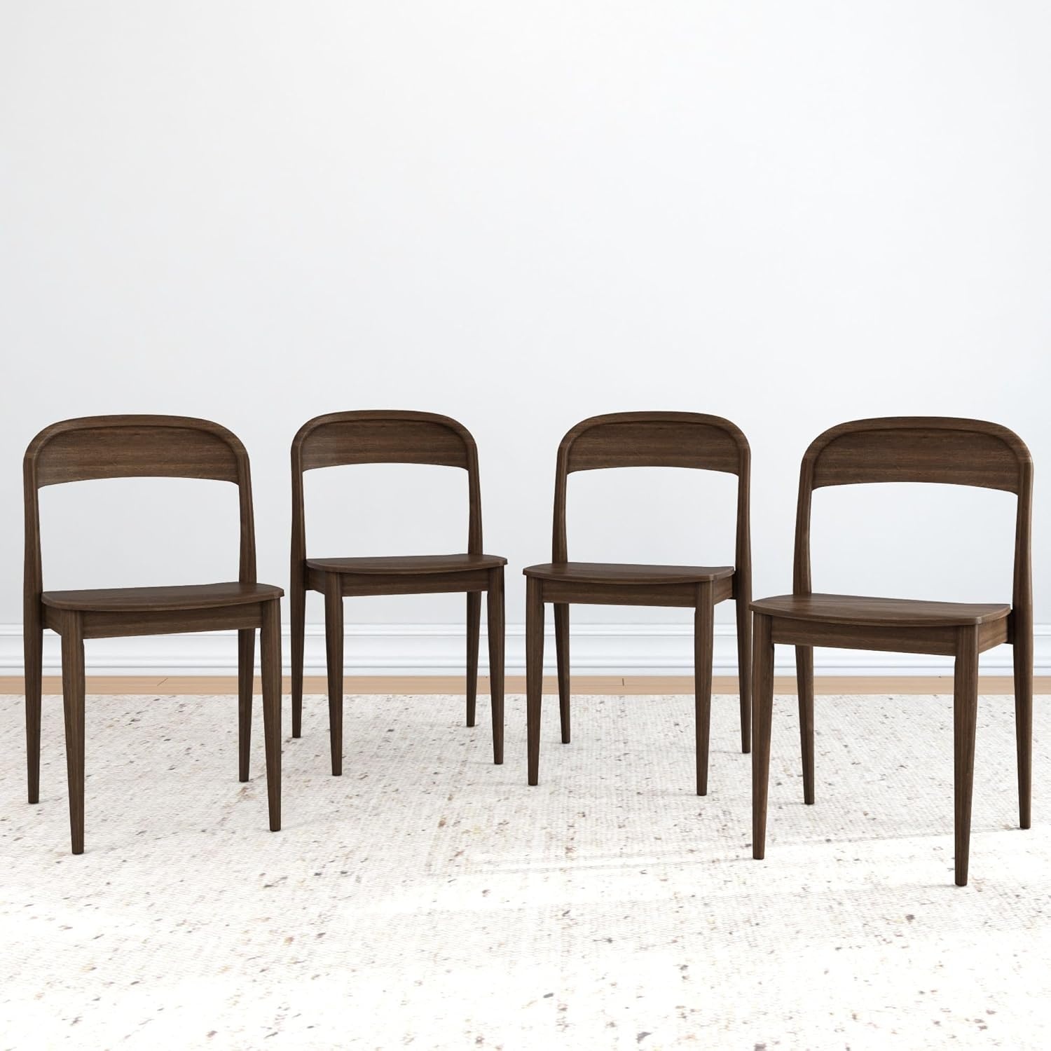 image:imagePlankBeam Loar Dining Chair 4Pack MidCentury Rubberwood and Engineered Wood with Curved Backrest Easy Assembly BlondeWalnut