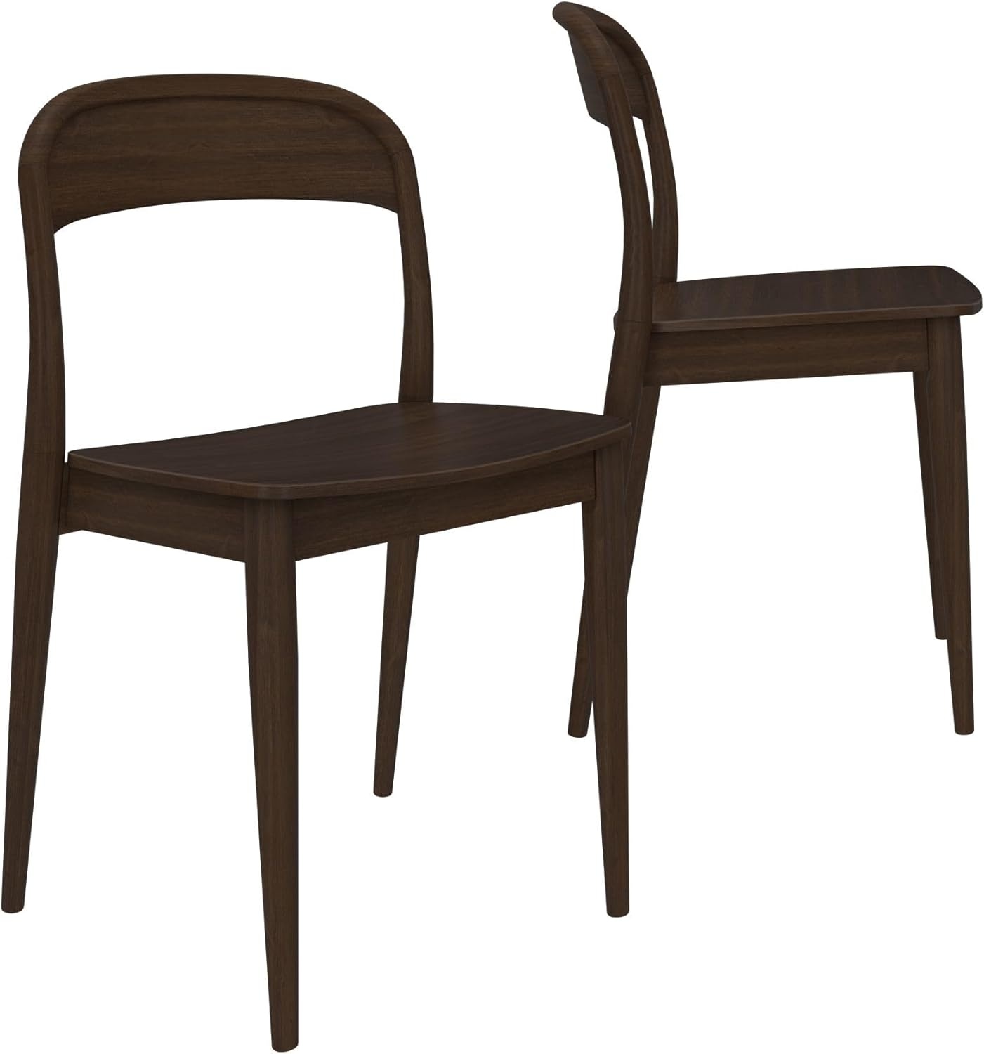image:imagePlankBeam Loar Dining Chair 4Pack MidCentury Rubberwood and Engineered Wood with Curved Backrest Easy Assembly BlondeWalnut