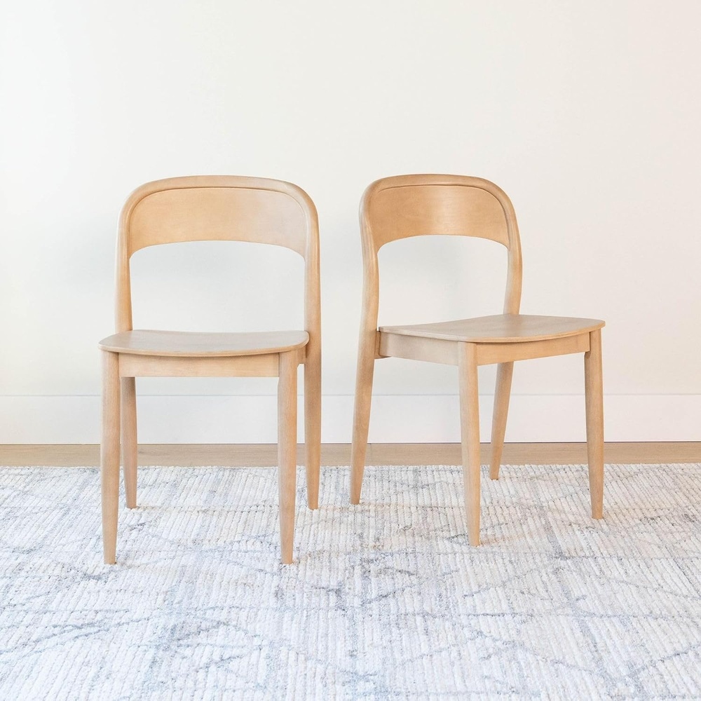 image:imagePlankBeam Loar Dining Chair 4Pack MidCentury Rubberwood and Engineered Wood with Curved Backrest Easy Assembly BlondeBlonde